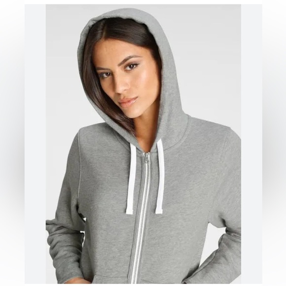 NWOT Calvin Klein Modern Cotton Loungewear Top Hoodie Full Zip Monogram Grey M - Picture 7 of 7